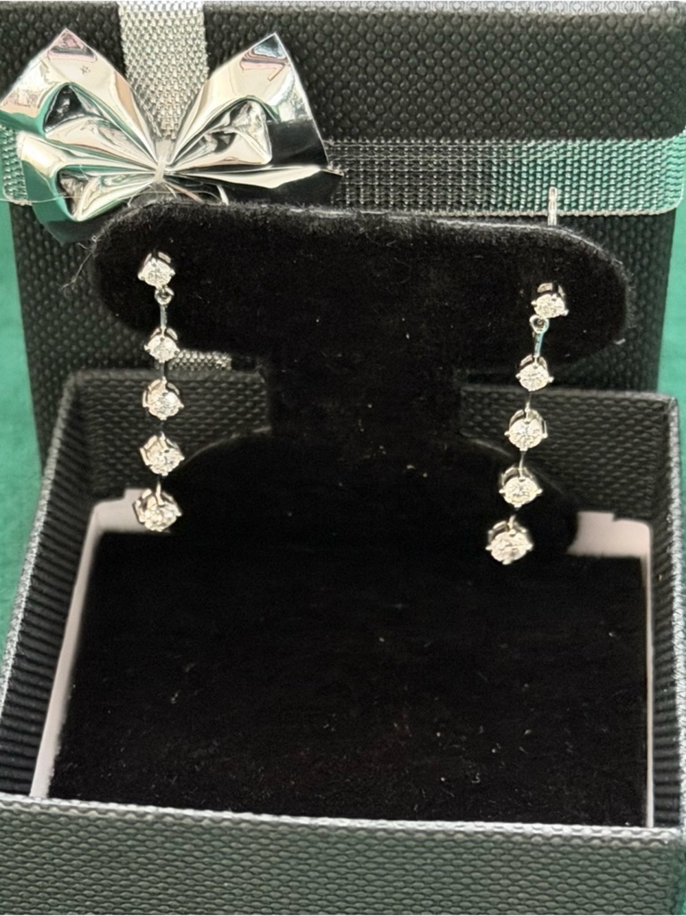 Lab diamond white gold drop earrings